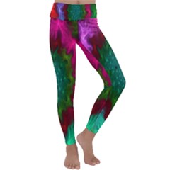 Rainbow Waves Kids  Lightweight Velour Classic Yoga Leggings by Sparkle