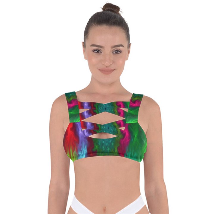 Rainbow Waves Bandaged Up Bikini Top