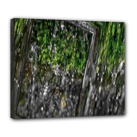 Green Glitter Squre Deluxe Canvas 24  X 20  (stretched) by Sparkle