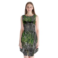 Green Glitter Squre Sleeveless Chiffon Dress  