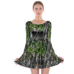 Green Glitter Squre Long Sleeve Skater Dress by Sparkle