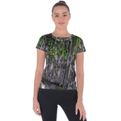 Green Glitter Squre Short Sleeve Sports Top 