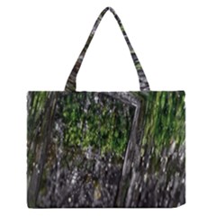 Green Glitter Squre Zipper Medium Tote Bag by Sparkle