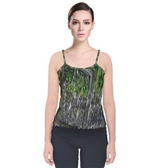 Green Glitter Squre Velvet Spaghetti Strap Top