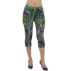 Green Glitter Squre Lightweight Velour Capri Leggings 