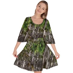 Green Glitter Squre Velour Kimono Dress