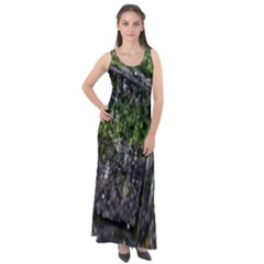 Green Glitter Squre Sleeveless Velour Maxi Dress