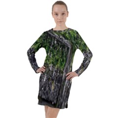 Green Glitter Squre Long Sleeve Hoodie Dress