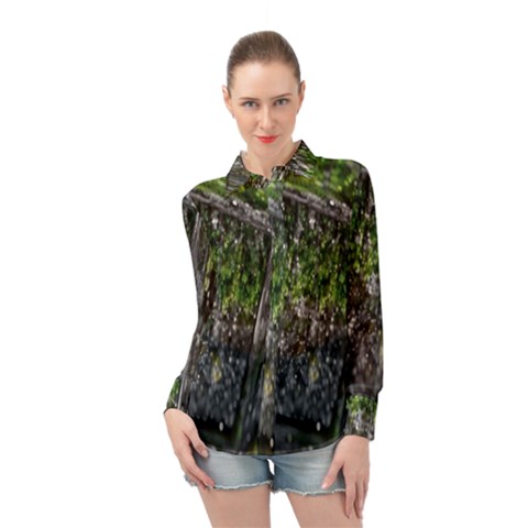 Green Glitter Squre Long Sleeve Chiffon Shirt by Sparkle