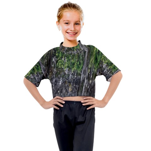 Green Glitter Squre Kids Mock Neck Tee by Sparkle