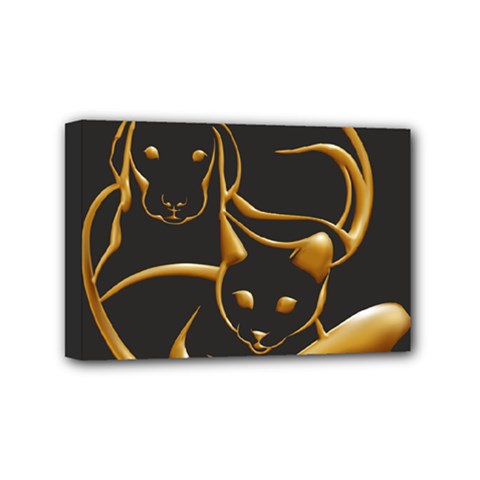 Gold Dog Cat Animal Jewel Mini Canvas 6  X 4  (stretched) by HermanTelo