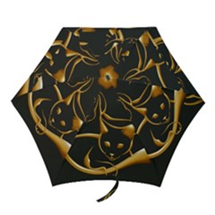 Gold Dog Cat Animal Jewel Mini Folding Umbrellas