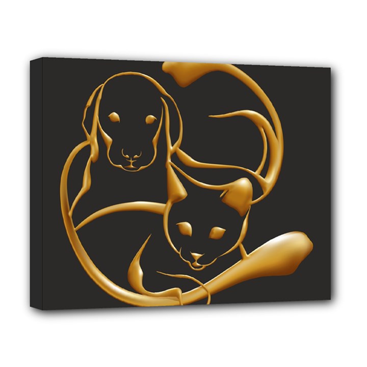 Gold Dog Cat Animal Jewel Deluxe Canvas 20  x 16  (Stretched)