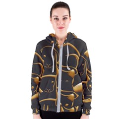 Gold Dog Cat Animal Jewel Women s Zipper Hoodie