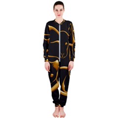 Gold Dog Cat Animal Jewel Onepiece Jumpsuit (ladies) 