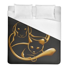 Gold Dog Cat Animal Jewel Duvet Cover (full/ Double Size)