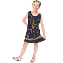 Gold Dog Cat Animal Jewel Kids  Tunic Dress by HermanTelo