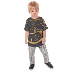 Gold Dog Cat Animal Jewel Kids  Raglan Tee