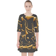 Gold Dog Cat Animal Jewel Pocket Dress