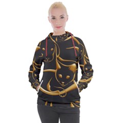 Gold Dog Cat Animal Jewel Women s Hooded Pullover