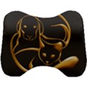 Gold Dog Cat Animal Jewel Head Support Cushion View1