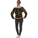 Gold Dog Cat Animal Jewel Off Shoulder Long Sleeve Velour Top View2