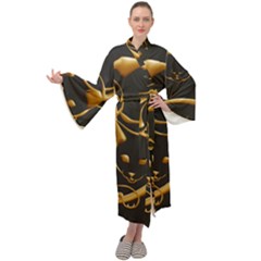 Gold Dog Cat Animal Jewel Maxi Velour Kimono