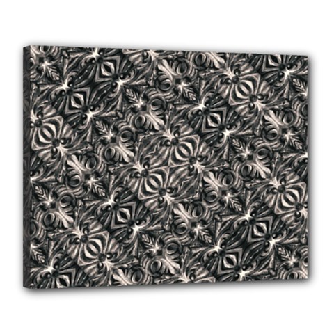 Modern Tribal Silver Ornate Pattern Print Canvas 20  X 16  (stretched)