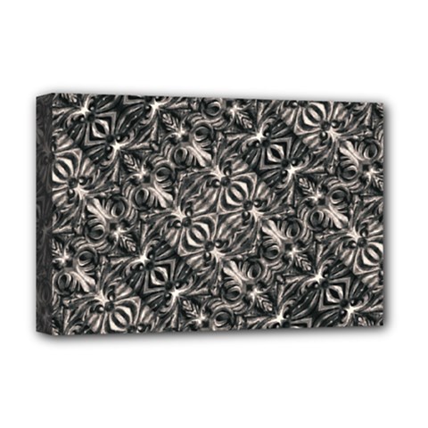 Modern Tribal Silver Ornate Pattern Print Deluxe Canvas 18  X 12  (stretched) by dflcprintsclothing