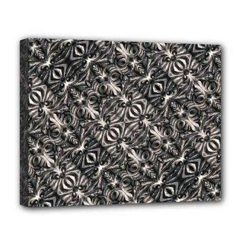 Modern Tribal Silver Ornate Pattern Print Deluxe Canvas 20  X 16  (stretched) by dflcprintsclothing