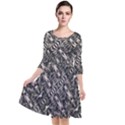 Modern Tribal Silver Ornate Pattern Print Quarter Sleeve Waist Band Dress View1