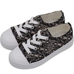 Modern Tribal Silver Ornate Pattern Print Kids  Low Top Canvas Sneakers