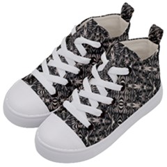 Modern Tribal Silver Ornate Pattern Print Kids  Mid-top Canvas Sneakers by dflcprintsclothing