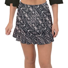 Modern Tribal Silver Ornate Pattern Print Fishtail Mini Chiffon Skirt by dflcprintsclothing