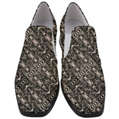 Modern Tribal Silver Ornate Pattern Print Women Slip On Heel Loafers by dflcprintsclothing