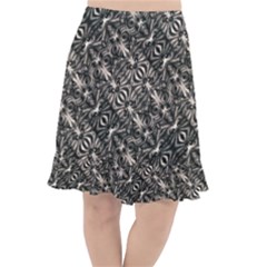 Modern Tribal Silver Ornate Pattern Print Fishtail Chiffon Skirt by dflcprintsclothing