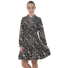 Modern Tribal Silver Ornate Pattern Print All Frills Chiffon Dress by dflcprintsclothing