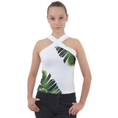 Banana Leaves Cross Neck Velour Top by goljakoff