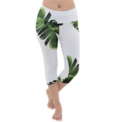 Banana Leaves Lightweight Velour Capri Yoga Leggings by goljakoff