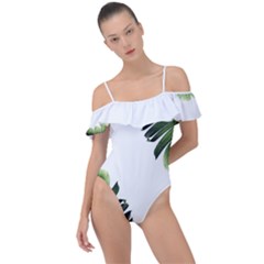 Banana Leaves Frill Detail One Piece Swimsuit by goljakoff