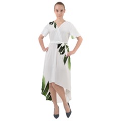 Banana Leaves Front Wrap High Low Dress by goljakoff