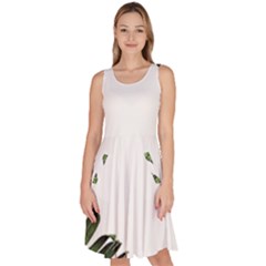 Banana Leaves Knee Length Skater Dress With Pockets by goljakoff