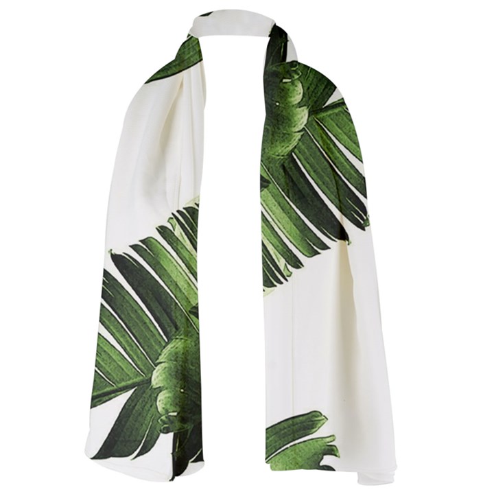 Banana leaves Long Sheer Chiffon Scarf 