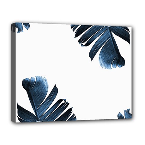 Blue Banana Leaves Canvas 14  X 11  (stretched) by goljakoff