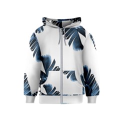 Blue Banana Leaves Kids  Zipper Hoodie by goljakoff