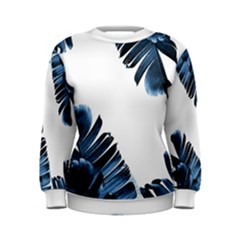 Blue Banana Leaves Women s Sweatshirt by goljakoff