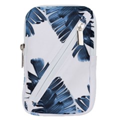 Blue Banana Leaves Belt Pouch Bag (large) by goljakoff