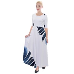 Blue Banana Leaves Half Sleeves Maxi Dress by goljakoff