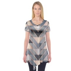 Modern Triangles Short Sleeve Tunic  by LoolyElzayat