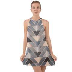 Modern Triangles Halter Tie Back Chiffon Dress by LoolyElzayat